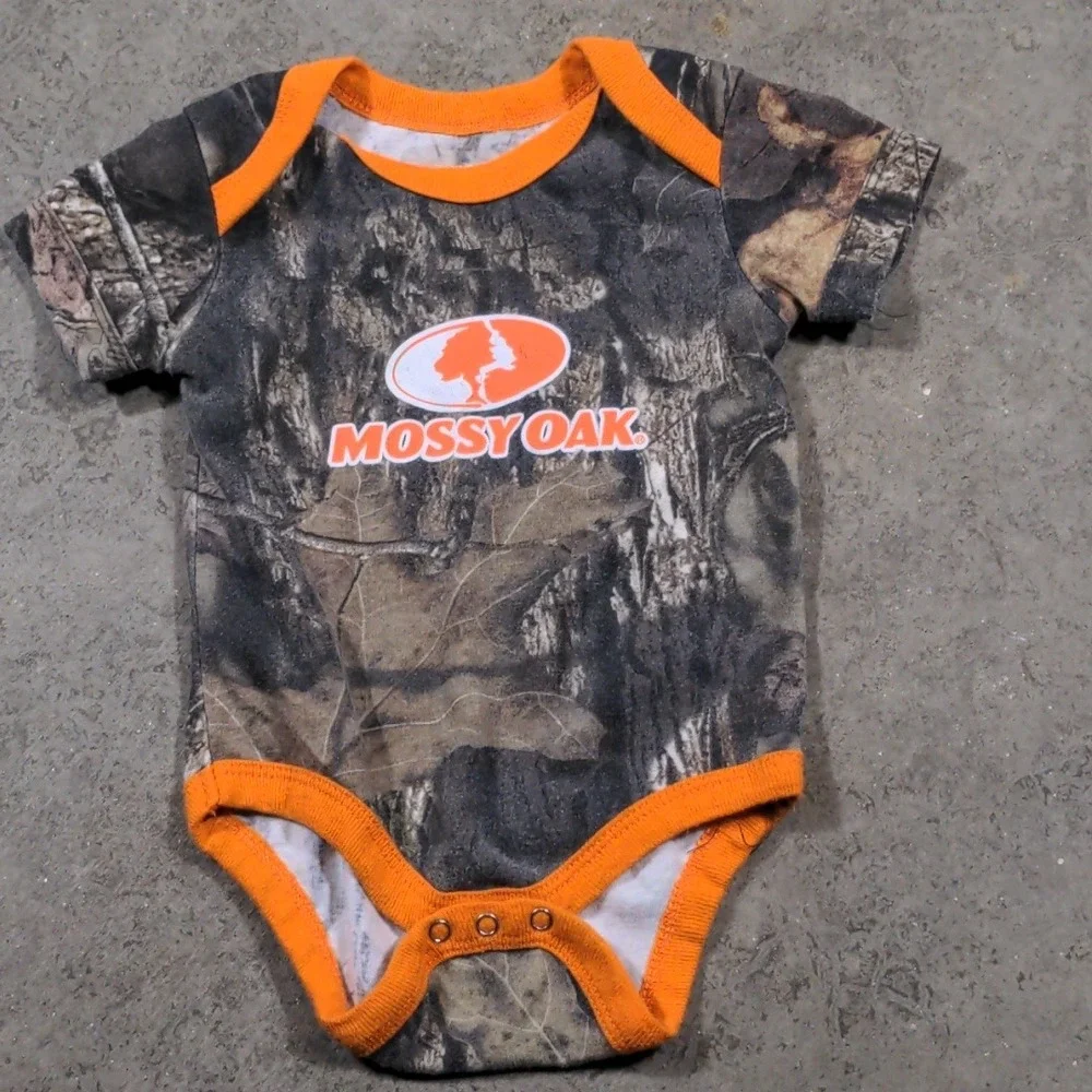 Mossy Oak Baby Camo‎ Bodysuit 0-3M Orange Camouflage Infant Onesie